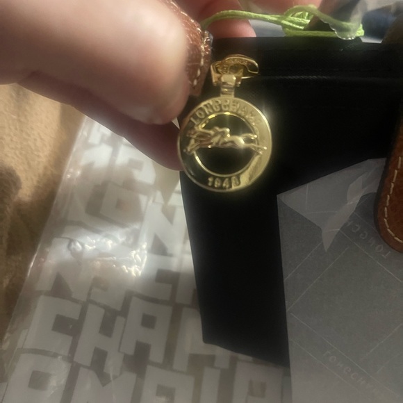 Longchamp Black Mini pouch with Brown Flap - Picture 5 of 6